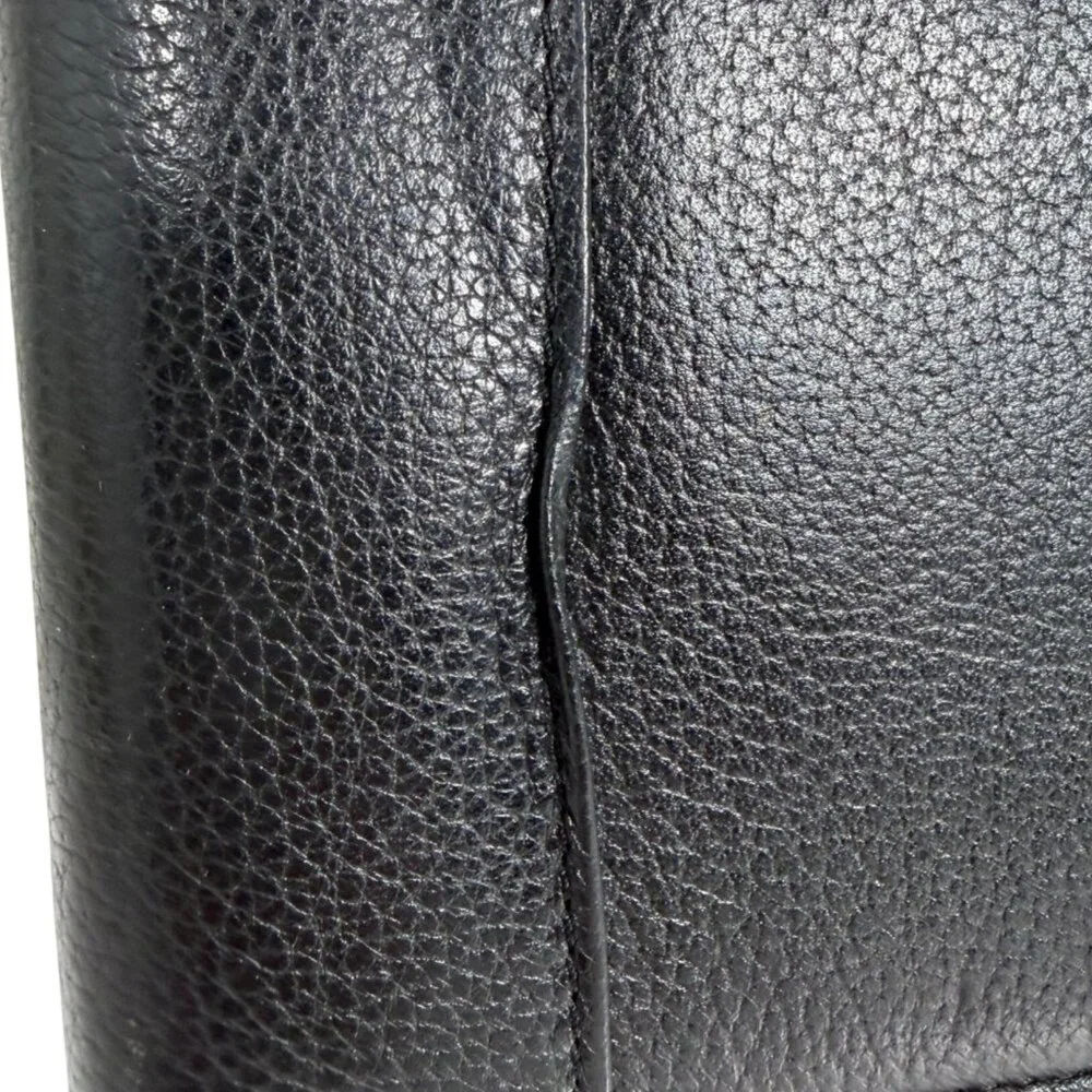 Vintage Franklin Quest Covey Classic Black Leather Large 7 Ring Zip Binder
